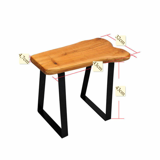 TABORET, STOŁEK dębowe siedzisko na metalowych nogach