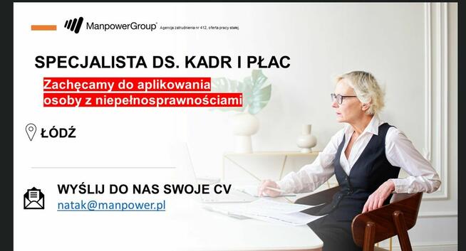 Specjalista ds. kadr i płac (również z orzeczeniem)