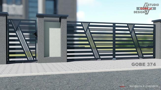 Brama skrzydłowa, nowoczesne ogrodzenia panelowe, balustrady