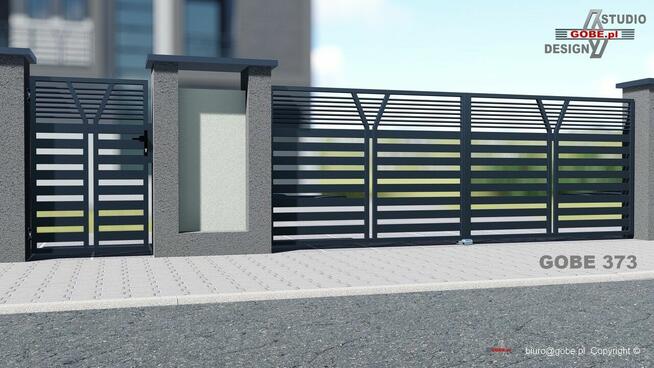 Brama skrzydłowa, nowoczesne ogrodzenia panelowe, balustrady