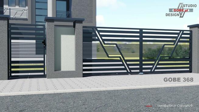Brama skrzydłowa, nowoczesne ogrodzenia panelowe, balustrady