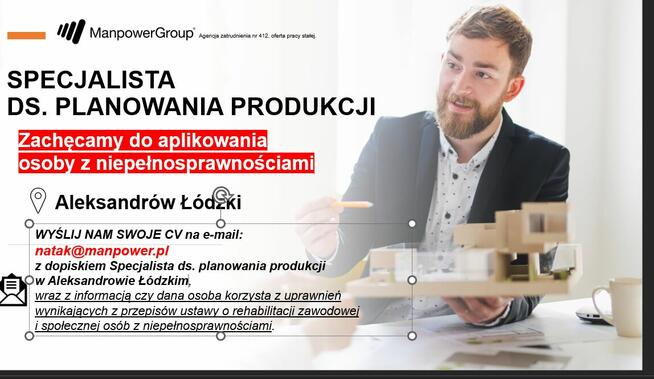 Specjalista ds. Planowania Produkcji (również z orzeczeniem)