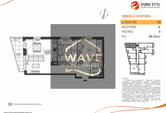 3-pokojowe mieszkanie 55 m2 + plus balkon