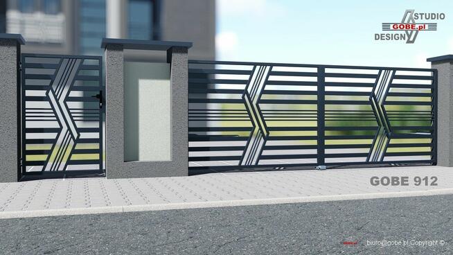 Brama skrzydłowa, nowoczesne ogrodzenia panelowe, balustrady