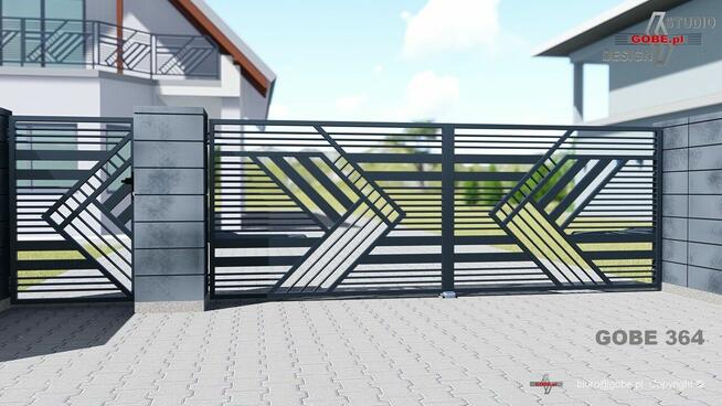 Brama skrzydłowa, nowoczesne ogrodzenia panelowe, balustrady
