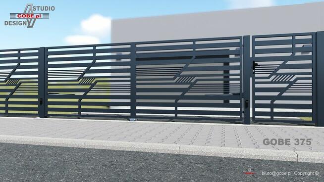Brama skrzydłowa, nowoczesne ogrodzenia panelowe, balustrady