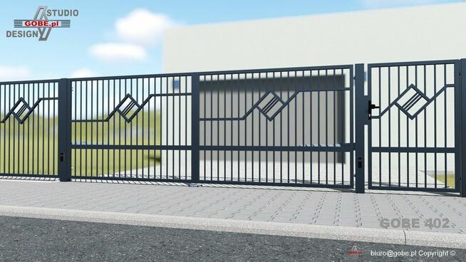 Brama skrzydłowa, nowoczesne ogrodzenia panelowe, balustrady
