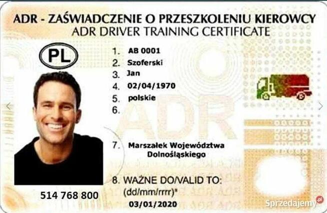 Kurs ADR na przewóz - podstawowy