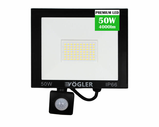 Naświetlacz z czujnikiem ruchu LED Reflektor 50W Vogler