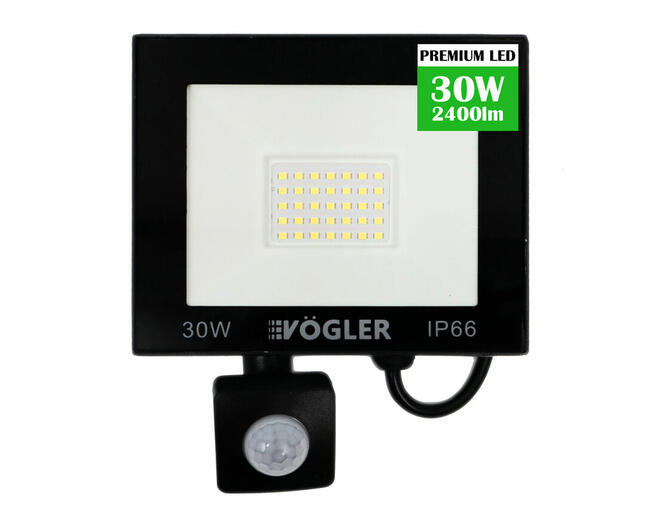 Naświetlacz z czujnikiem ruchu LED Lampa 30W Vogler