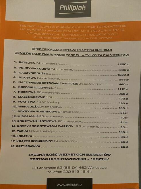 LUX zestaw garnków Philipiak 16 el. -nowy z gwarancja+ bonus