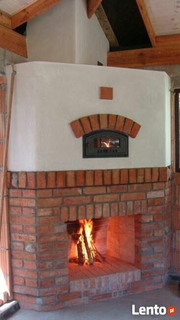 Kominek otwarty palenisko szamotowe Warszawa z cegły zdun