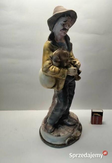 Włoska porcelana sygnowana Capodimonte figura 40cm Kobza