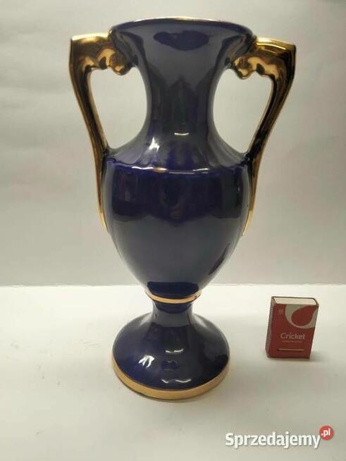 Włoska porcelana -kobalt, złoto Wazon