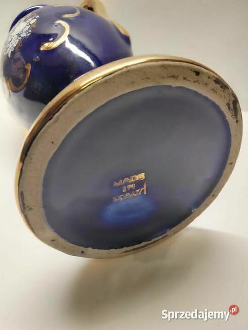 Włoska porcelana -kobalt, złoto Wazon