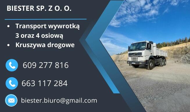 Transport wywrotką, kruszywa drogowe