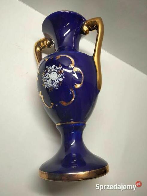 Włoska porcelana -kobalt, złoto Wazon