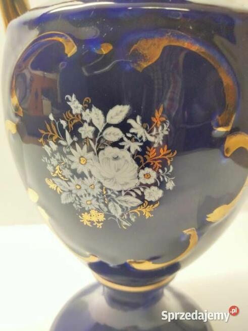 Włoska porcelana -kobalt, złoto Wazon