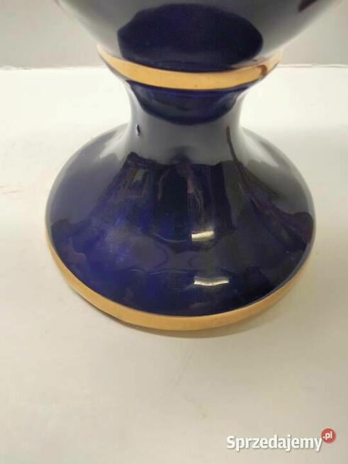 Włoska porcelana -kobalt, złoto Wazon