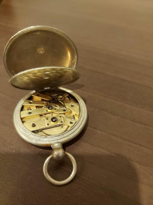 Srebrny stary kieszonkowy zegarek (Szwajcarski)