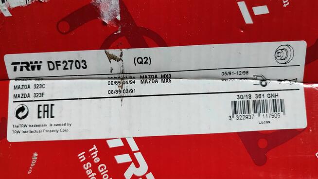 Tarcza hamulcowa TRW DF2703 Mazda