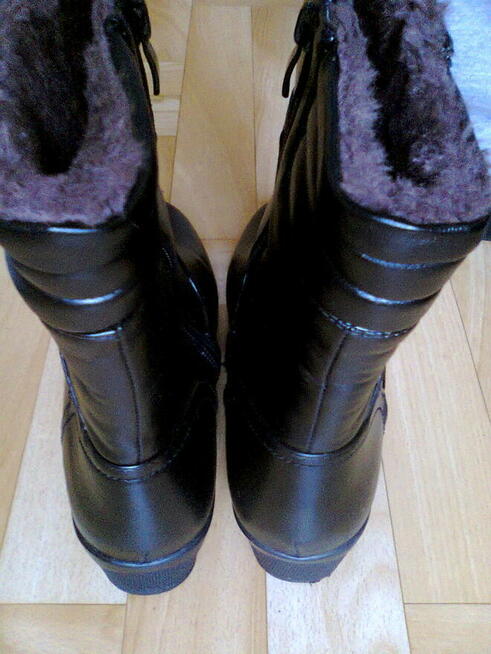 Botki buty skórzane zimowe damskie na zamek cholewka na fute