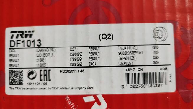 Tarcza hamulcowa TRW DF1013 Dacia Reanult