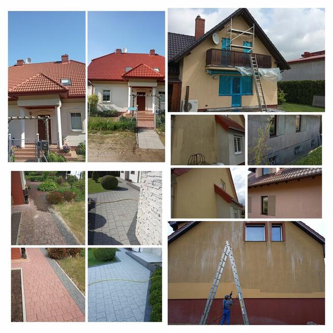 Czyszczenie dachów elewacji kostki brukowej
