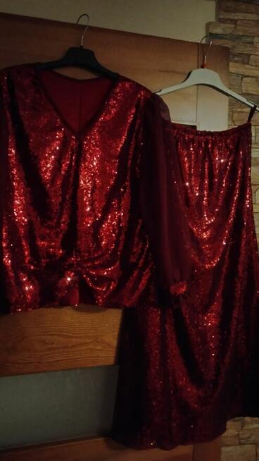 Bordowa cekinowa Sukienka 48
