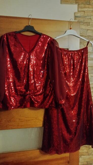 Bordowa cekinowa Sukienka 48