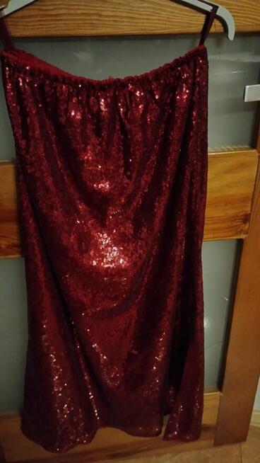Bordowa cekinowa Sukienka 48