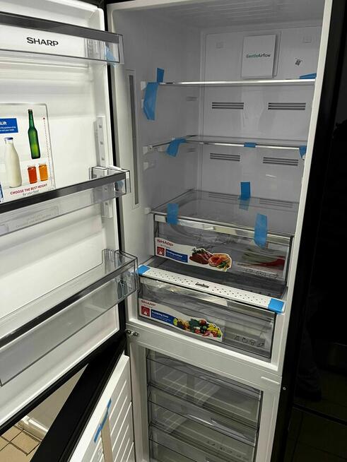 Lodówka wolnostojąca SHARP w czarnym szkle NO Frost!!