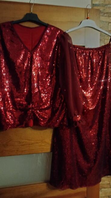 Bordowa cekinowa Sukienka 48