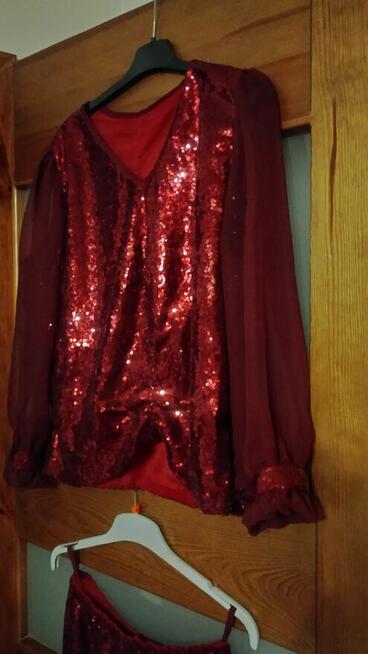 Bordowa cekinowa Sukienka 48