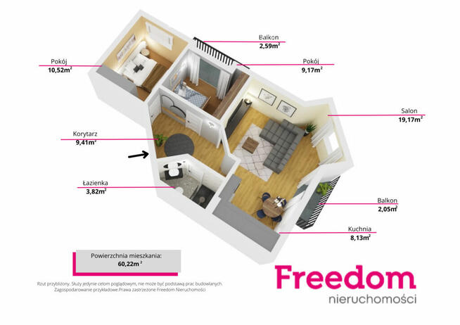 Stylowe 3‑pokojowe mieszkanie – 60 m2, Gdańsk