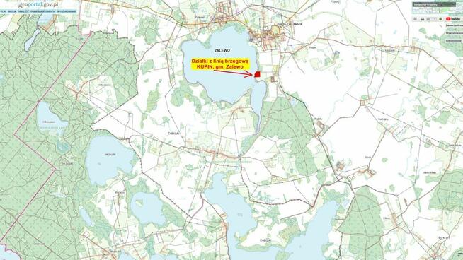 Kupin Zalewo, własna linia brzegowa jeziora Ewingi