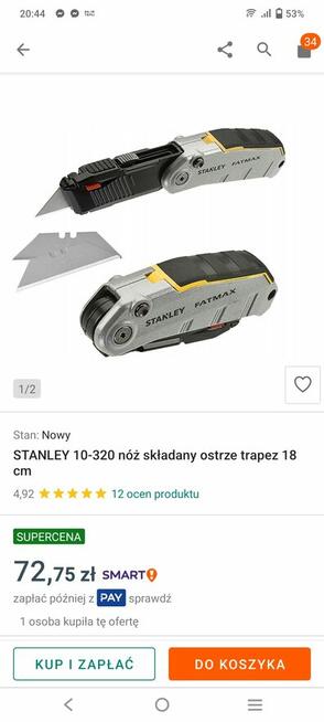 STANLEY 10-320 nóż składany ostrze trapez 18 cm
