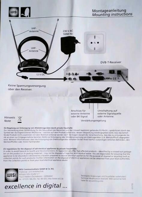 ANTENA wewnętrzna DVB-T Indoor OA 03 WISI -Germany