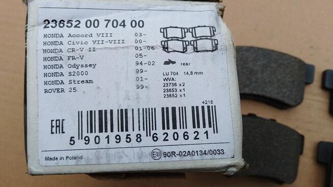 Klocki hamulcowe tył Honda Accord VII Civic VII VIII CR-V II