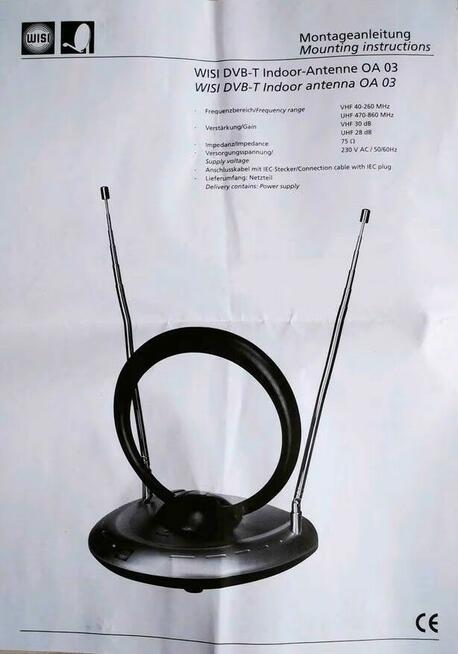 ANTENA wewnętrzna DVB-T Indoor OA 03 WISI -Germany