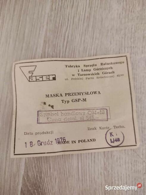 Maska Przeciwgazowa Faser GSP-M 1976