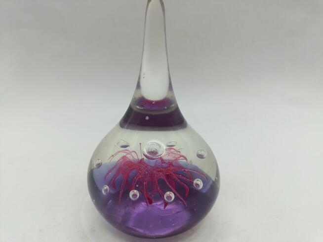 Szkło kulka przycisk do papieru fioletowa łezka