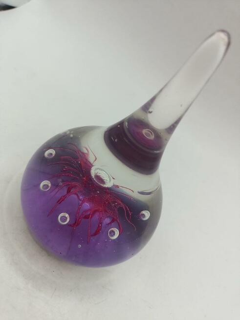 Szkło kulka przycisk do papieru fioletowa łezka