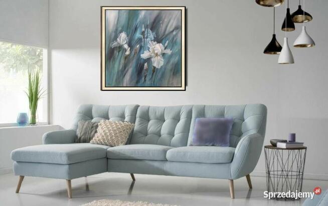 Białe Irysy, ręcznie malowany olejny, Lidia Olbrycht