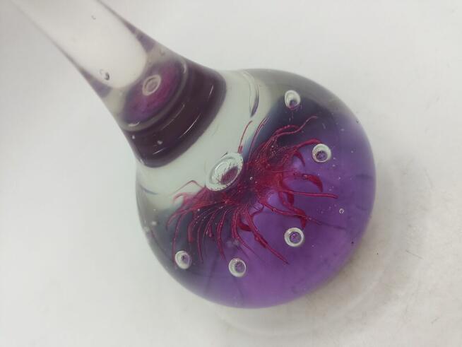 Szkło kulka przycisk do papieru fioletowa łezka