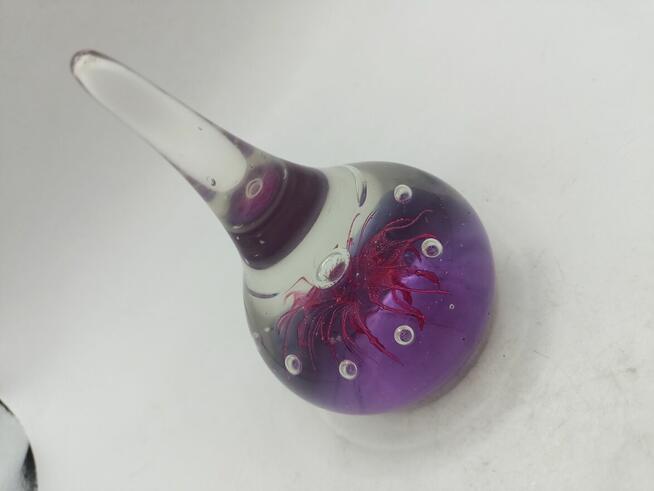 Szkło kulka przycisk do papieru fioletowa łezka