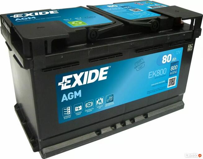 80AH EXIDE EK800 P+ 800A AGM WYSOKI L4