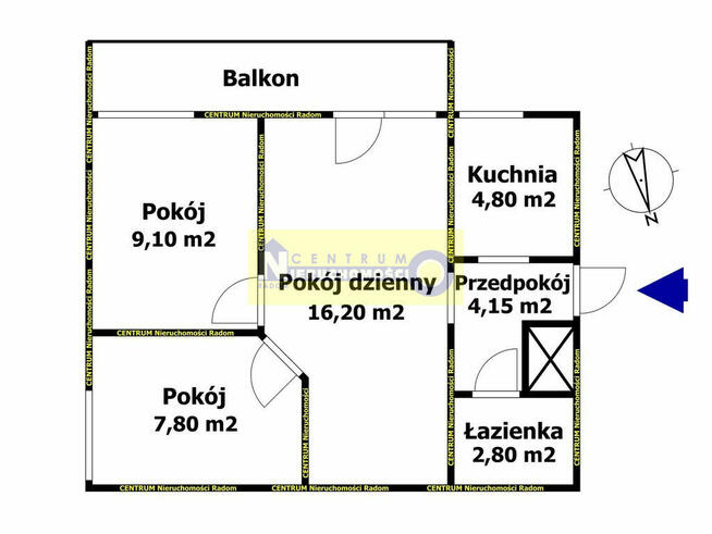 Centrum, M4 44,85 m2, ul. Kelles-Krauza