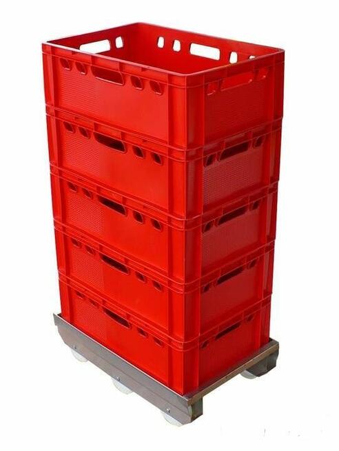 WÓZKI TRANSPORTOWE NIERDZEWNE NA 6-CIU KOŁACH Z PRZECHYŁEM