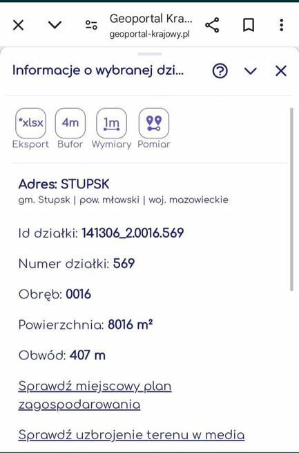 Sprzedam łąkę 8016m2 Stupsk pow. Mławski